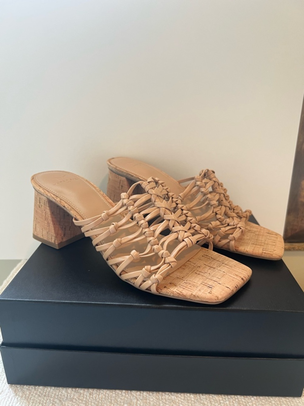 Marc Fisher LTD Colica Cork Block Heel Slip On Sandal